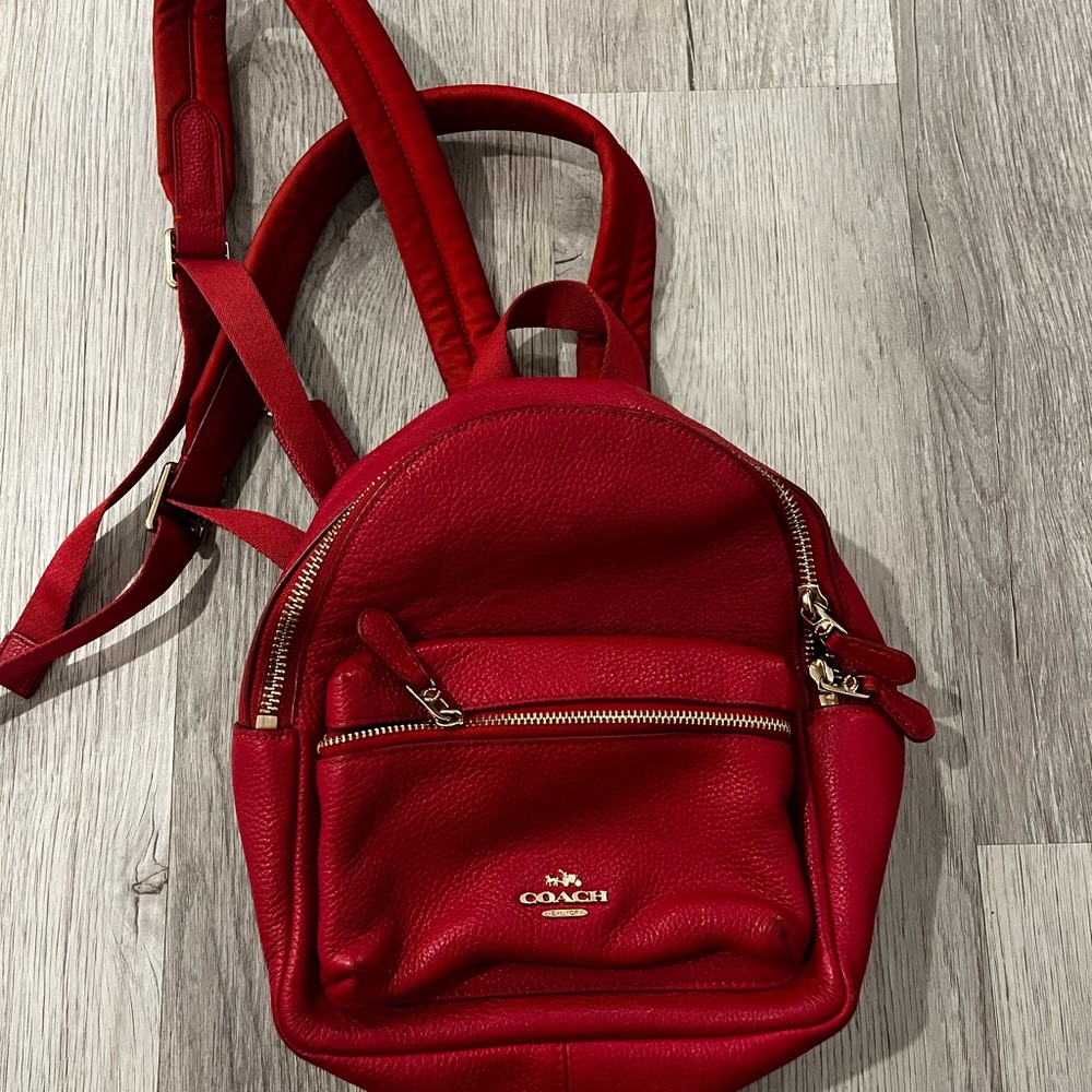 Coach Cherry Red Leather Backpack